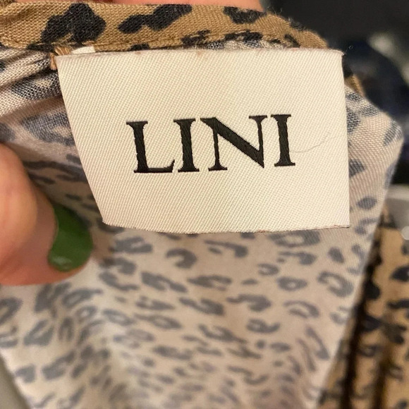 LINI Long Dress Womens Size Large Leopard Cora VNeck Tiered Print Long Sleeve - Picture 13 of 16